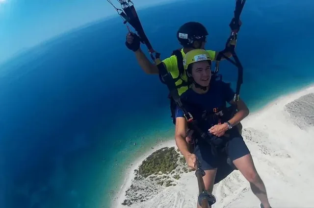 Tandem paragliding over the Llogara Pass