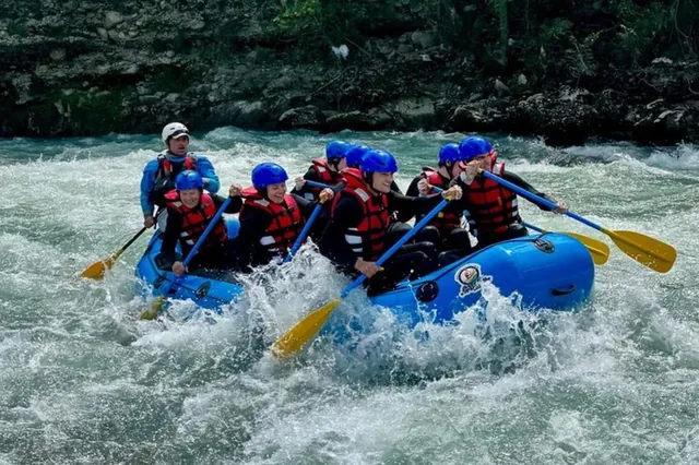 Guided rafting on the Vjosa River, in Përmet