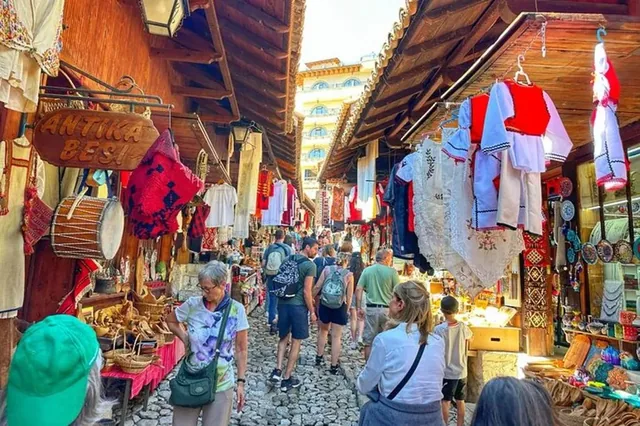 Kruja Castle, old bazaar and Sari Salltik