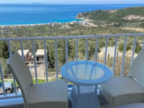 Terrace with bay views at Persephone in Himara